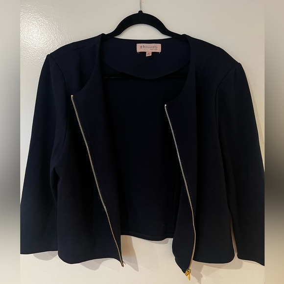 PHILOSOPHY ZIP UP SWEATER W/shoulder pads - Picture 4 of 8